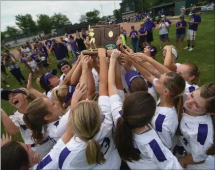  ?? ERIC BONZAR — THE MORNING JOURNAL ?? The Keystone Wildcats celebrate their 8-2 win over the Defiance Bulldogs in the Division II Tiffin Region final on May 26.