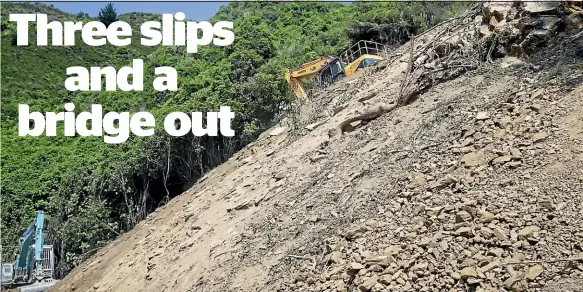  ?? BRYA INGRAM/STUFF ?? A slip on Queen Charlotte Drive consisting of 4000 cubic metres of fractured rock, pictured on Friday, is being prioritise­d for fixing ahead of Christmas.