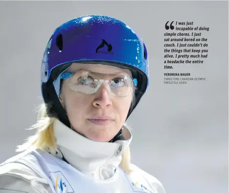  ?? JENELLE SCHNEIDER/VANCOUVER SUN ?? Canadian freestyle skier Veronika Bauer says she is still suffering from the effects of a series of concussion­s suffered three years ago.