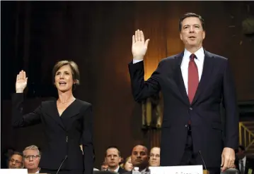  ?? (Reuters) ?? THEN US deputy attorney-general Sally Quillian Yates and FBI Director James Comey are sworn in to testify at a Senate Judiciary Committee hearing in Washington in 2015.