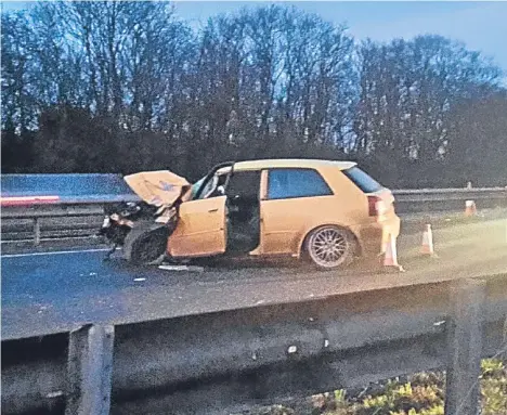  ??  ?? TRAFFIC was brought to a standstill after a rush-hour accident in which a car collided with a van on the A90 near Longforgan.
The accident took place on the southbound carriagewa­y, close to Castle Huntly, west of Dundee, at around 3.30pm yesterday.
A...