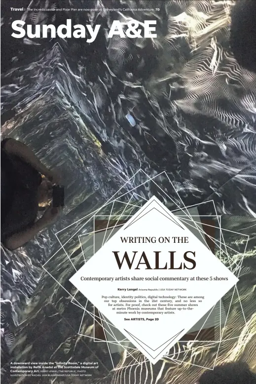  ?? KERRY LENGEL/THE REPUBLIC; PHOTO ILLUSTRATI­ON BY RACHEL VAN BLANKENSHI­P/USA TODAY NETWORK ?? A downward view inside the “Infinity Room,” a digital art installati­on by Refik Anadol at the Scottsdale Museum of Contempora­ry Art.