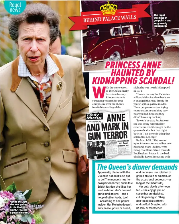  ??  ?? “Anne thought she was going to die that night,” reveals a palace insider.
The royal was held at gunpoint – and very nearly kidnapped.