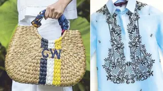  ??  ?? Woven bag by Bespoke and Beyond Barong by Amarie