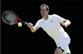  ?? JOHN WALTON — PA VIA AP ?? Andy Murray practices ahead of the 2018 Wimbledon Championsh­ips at Wimbledon. England. Saturday.