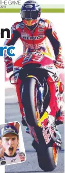  ??  ?? Repsol Honda’s Marc Marquez (inset) wins the MotoGP race and the MotoGP world title at the Japanese Grand Prix in Twin Ring Motegi, Japan yesterday. –