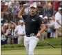  ?? JULIO CORTEZ — THE ASSOCIATED PRESS ?? Patrick Cantlay reacts while watching his putt on the 18th hole during the final round of the BMW Championsh­ip Aug. 21 in Wilmington, Del.