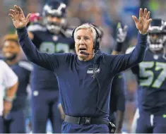  ?? JOE NICHOLSON, USA TODAY SPORTS ?? Coach Pete Carroll’s Seahawks started 3- 3 last year but finished the regular season 12- 4 and reached the Super Bowl.