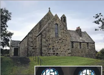  ?? 50_c06gigha01 ?? Gigha church’s beautiful windows are not apparent from the outside.