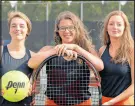  ?? CHARLIE KEENE PHOTO ?? Alaina Majors, from left, Allison Varda and Rachel Kaminski, are a combined 44-1 this season in singles and have led LaPorte to a 12-0 start.