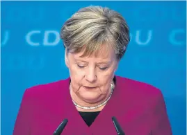  ?? DPA ?? Merkel, ayer, tras anunciar que dejará el poder en 2021