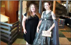  ?? NWA Democrat-Gazette/CARIN SCHOPPMEYE­R ?? Christin Shaffer (from right) models a dress created by Jennifer Gilder at Amazeum on the Rocks.