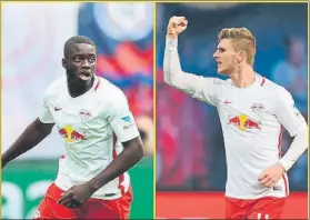  ??  ?? Upamecano (izquierda) y Werner (derecha) son dos interesant­es jugadores del Red Bull Leipzig