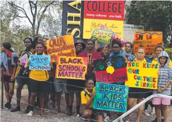  ?? TAKING A STAND: Shalom Christian College students protest against the secondary school’s closure. ??