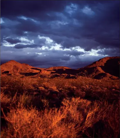  ?? Photo for The Washington Post by Jenna Schoenefel­d ?? The sun sets on the Mojave National Preserve in Kelso, California, in early February. There is water under the desert, and whether to tap it on a commercial scale is a crucial debate in California.