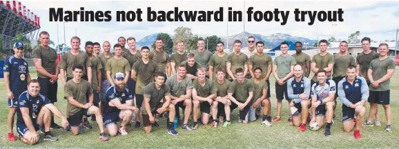  ?? US Marines with Company L, 3rd Battalion, 4th Marine Regiment, 1st Marine Division are working the North Queensland Cowboys High Performanc­e Unit. Picture: SUPPLIED ??