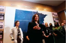  ?? — AFP photo ?? Harris speaking during her visit to a Planned Parenthood clinic in Saint Paul, Minnesota.