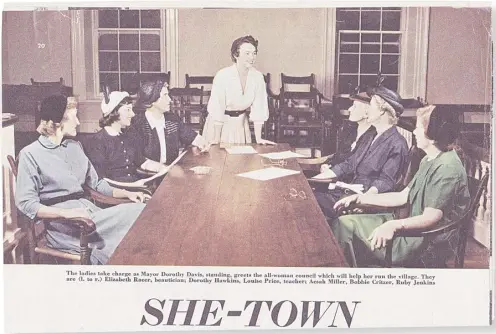  ??  ?? Davis, standing, and the Washington Town Council pictured in a 1950 Collier’s Magazine article.