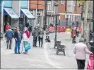  ?? Ref: 12-0621D/E/K ?? Newbury mayor Elizabeth O’Keeffe and deputy mayor Billy Drummond outside the town hall as shoppers stop and reflect on one year of Covid