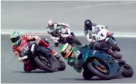  ?? — Supplied photo ?? Abdulaziz Binladin leads the pack in Race 1 of the UAE Sportbikes.