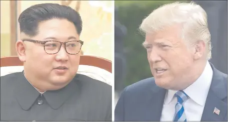  ??  ?? La cita entre el líder de Corea del Norte, Kim Jong-Un, y el presidente de EE.UU., Donald Trump, está en suspenso.