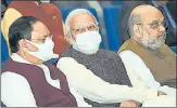  ?? PTI ?? PM Narendra Modi, home minister Amit Shah and BJP chief JP Nadda during the parliament­ary party meet on Tuesday.