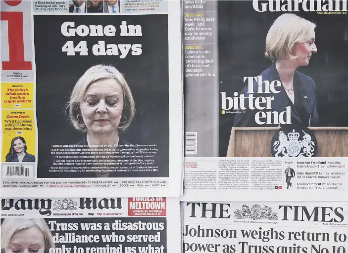 ?? ?? Titulky britských novín po rezignácii.