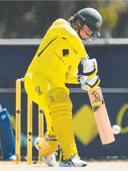  ?? ?? Aussie star Rachael Haynes plays a shot against India during the third women’s ODI in Mackay. Picture: Getty Images