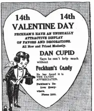  ?? Arkansas Democrat-Gazette ?? Cupid takes a bow in this ad from the Feb. 6, 1913, Arkansas Gazette.