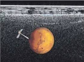  ??  ?? Under the radar: An artist’s impression of Mars Express probing Mars for water. Photograph: Graphic rendering by Davide Coero Borga/ESA, INAF