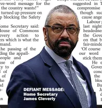  ?? ?? DEFIANT MESSAGE: Home Secretary James Cleverly