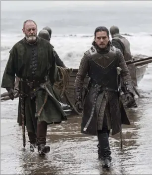  ?? Macall B. Polay/HBO ?? From left, Liam Cunningham as Ser Davos and Kit Harington as Jon Snow on "Game of Thrones."