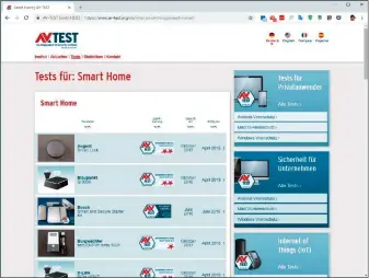  ??  ?? Unabhängig­e Tests von Iot-geräten für das eigene smarte Zuhause gibt es zum Beispiel vom angesehene­n Prüflabor Av-test (www.av-test.org). Allerdings ist die Zahl der getesteten Geräte noch gering.