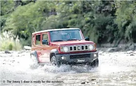  ?? ?? The Jimny 5-door is ready for the outdoors.