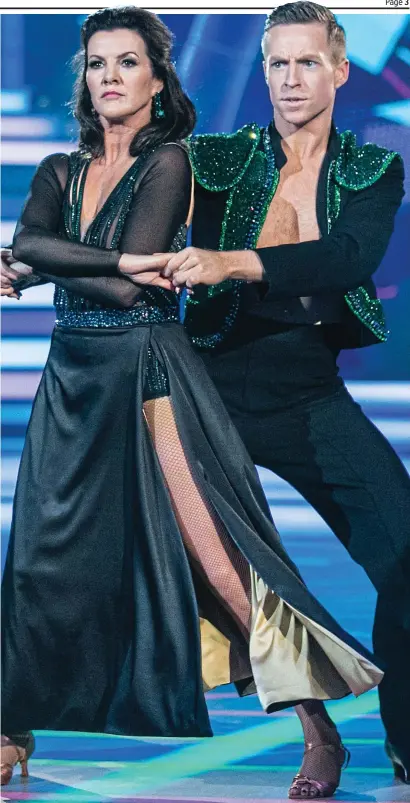  ??  ?? Tango-ed up in blue: Deirdre O’Kane, pictured with dance partner, John Nolan, complained
