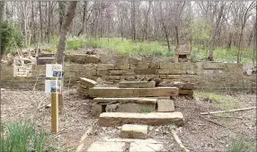  ??  ?? Above: The remains of the home of Fontaine Richard Earle can be seen along the new Earle Trail at Cane Hill. Earle was a dean of Cane Hill College, a preacher and a member of the 34th Arkansas Infantry. The remains are listed on the National Register...