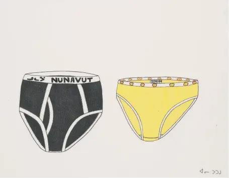 ??  ?? Annie Pootoogook (19692016 Kinngait) Underwear 2006 Coloured pencil and felt pen 50.8 x 65.8 cm
National Gallery of Canada