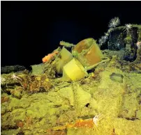  ?? AFP ?? The photos dated April 3, 2018, show details of the wreckage of the submarine from aboard research vessel Petrel —
