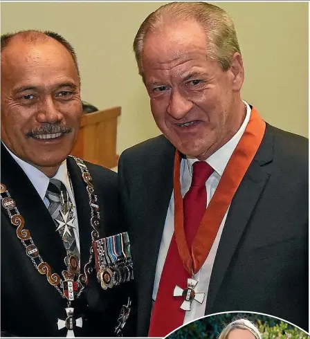  ??  ?? AUT Pro Vice-Chancellor Max Abbott with then Governor-General Sir Jerry Mateparae at the professor’s investitur­e as a Companion of the New Zealand Order of Merit in 2016. Dr Marisa Paterson, right, says Abbott sent her hundreds of texts, many of them sexually explicit.