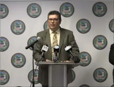  ?? LIVESTREAM SCREENSHOT ?? Madison County Public Health Director Eric Faisst speaking at a press conference on May 8 regarding COVID-19