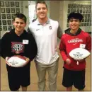  ?? SUBMITTED BY JEFF BUCKEY ?? Zach Buckey, far right, and his younger brother Grant with NFL star and former Stanford standout Christian McCaffrey in 2015.