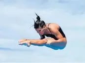  ?? GARY CURRERI/ CORRESPOND­ENT ?? Pine Crest sophomore Carolyn Chaney is hopeful of defending her Class 1A state diving championsh­ip. She won district and regional titles this year.