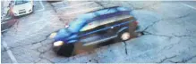  ?? CONTRIBUTE­D ?? This blue vehicle was spotted on Windsor video surveillan­ce shortly after a hit-and-run occurred at Walkers Restaurant on O’Brien Street. RCMP officers are hoping the public can help them identify the driver.