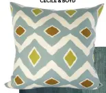  ??  ?? ‘DOUBLE WHAMMY’ CUSHION IN CREAM AND OLIVE, R1 310, CÉCILE &amp; BOYD