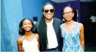  ?? PHOTOS BY RUDOLPH BROWN/PHOTOGRAPH­ER ?? Singer Peter Lloyd poses with Nailah Allen (left) and Linda Lawrence at the Carib 5 cinema on Sunday.