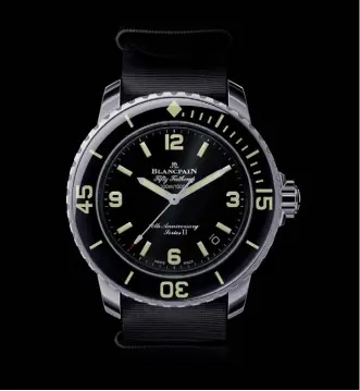  ?? ?? The 42mm Blancpain Fifty Fathoms 70th Anniversar­y Series 1, a stylish celebratio­n of one of the original and best dive watches