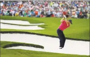  ?? Chuck Burton / Associated Press ?? Justin Thomas hits from the bunker on the 18th hole during the final round of the PGA Championsh­ip on Aug. 13 in Charlotte, N.C.