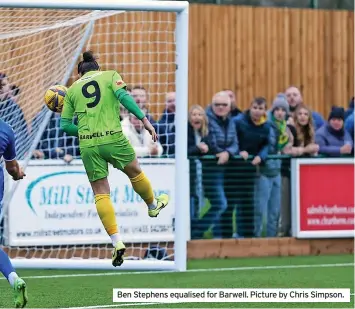  ?? ?? Ben Stephens equalised for Barwell. Picture by Chris Simpson.