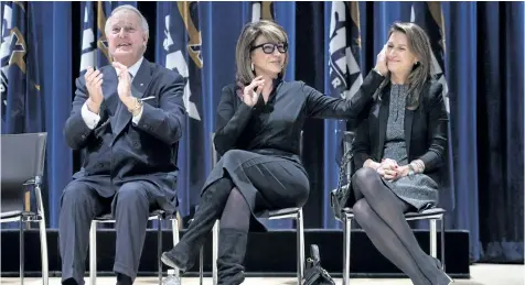  ?? THE CANADIAN PRESS FILES ?? Former prime minister Brian Mulroney, from left, his wife, Mila, and daughter Caroline Mulroney are seen in Antigonish, N.S., in 2016. Caroline Mulroney announced on social media Wednesday that she will run for the Ontario Progressiv­e Conservati­ve nomination in York-Simcoe.