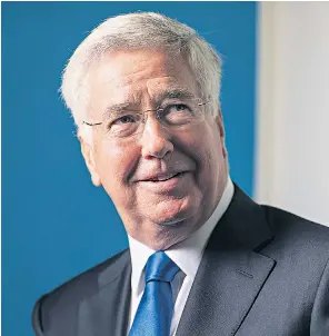  ??  ?? Sir Michael Fallon is one of Theresa May’s most trusted ministers. He is unruffled by the recent polls, claiming that he never believed the Tories enjoyed a 20-point lead